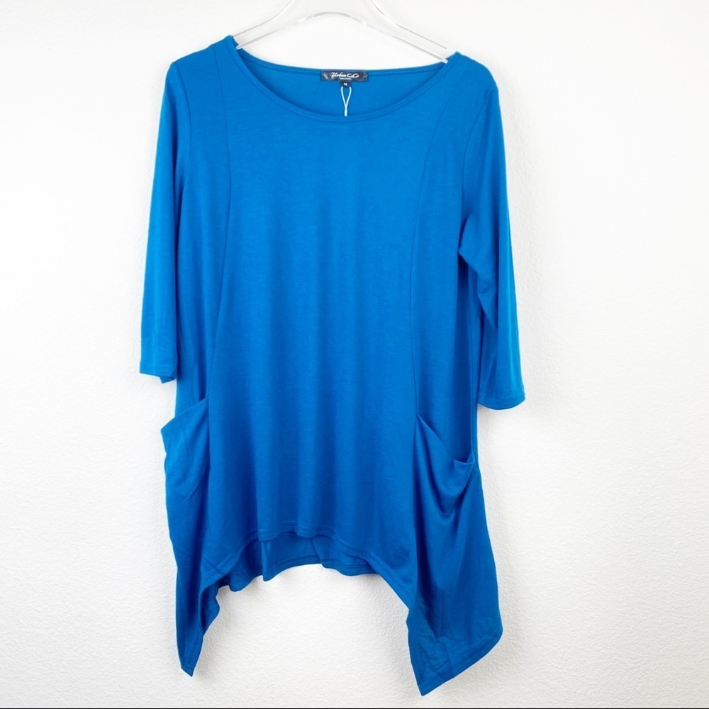 Urban 3/4 Sleeve Tunic Sharkbite Pocket Top Medium